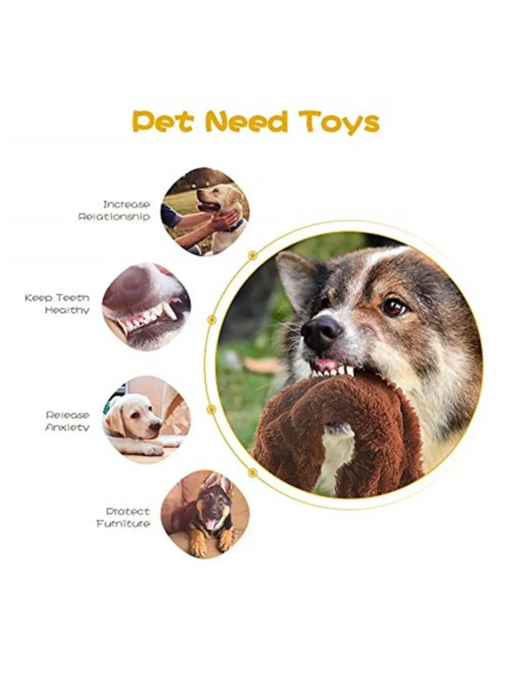 Dog Squeak Toys, No Stuffing Plush Dogs Chew Toy Bundle for Small Medium Large